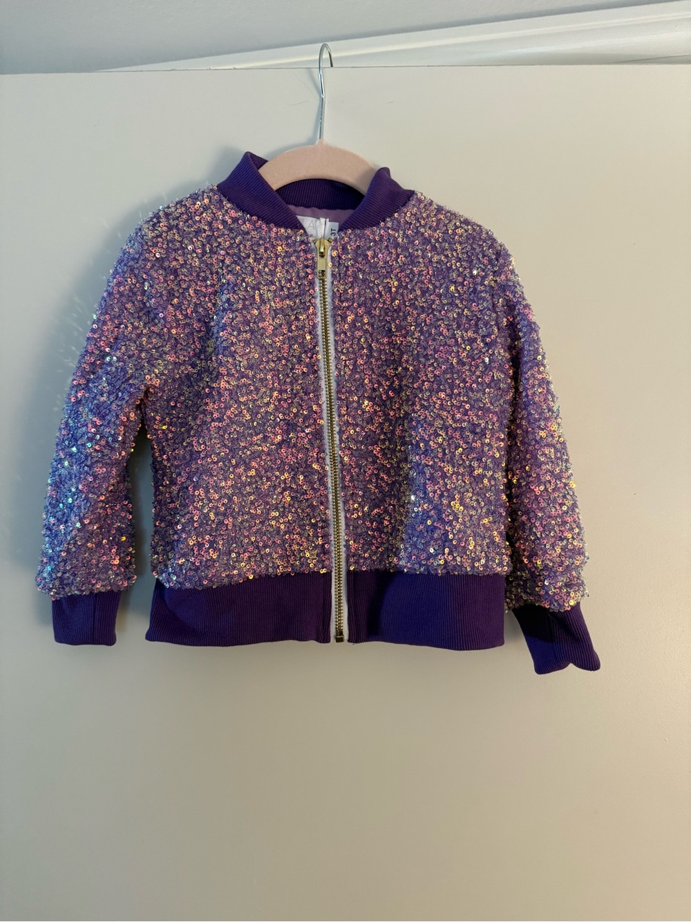 Girls' Sparkle Purple Bomber Jacket - Brand: